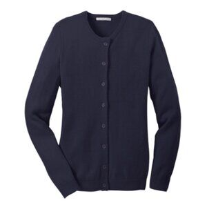 Port Authority® Ladies Value Jewel-Neck Cardigan Sweater - LSW304 - Navy